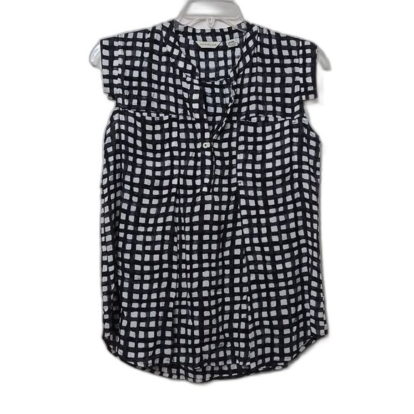 Anthropologie Tops - 11•1 TYLHO Anthropologie Squares Black White Sleeveless Top Size Small Women's